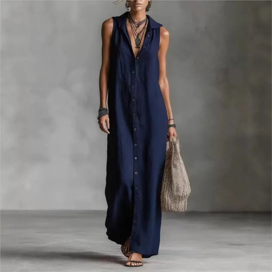 Vestido Midi Elegancamiseta y Casual con Escote en V | Estilo Verano