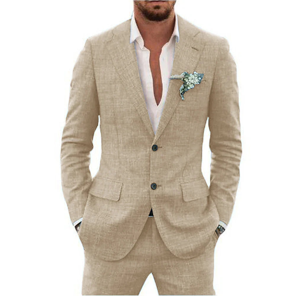Traje de dos piezas para hombre, ligero y elegante para verano