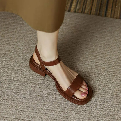 Sandalias de cuero para mujer, ligeras y elegantes para verano o diario