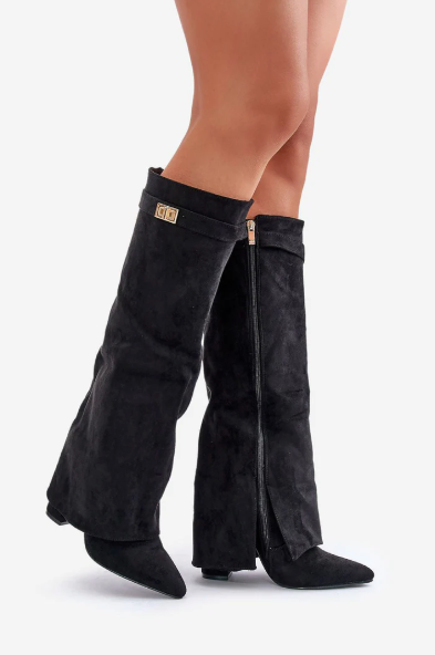 Ximena | Botas de Tacón Bloque con Shaft Plegado para Mujer