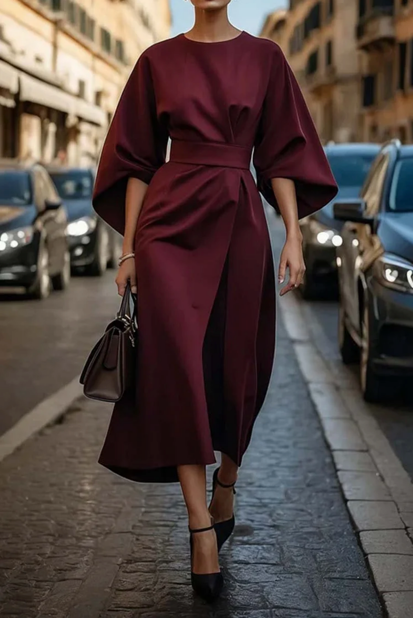 Tessa | Vestido de noche largo maxi con cinturón