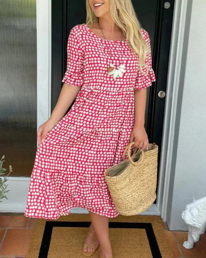 Vestido midi de manga corta para mujer, sofisticado y versátil para evento o trabajo