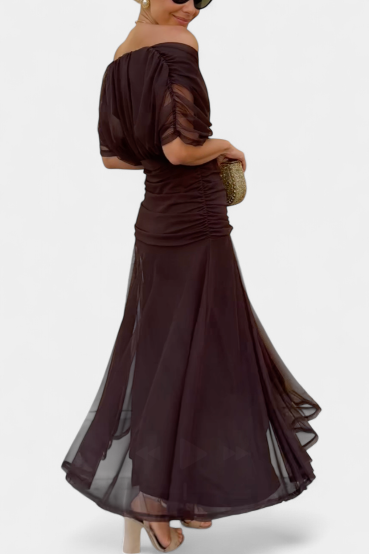 Vestido elegante para mujer, escote en V cruzado con falda fluida y caída ligera, ideal para fiesta o evento