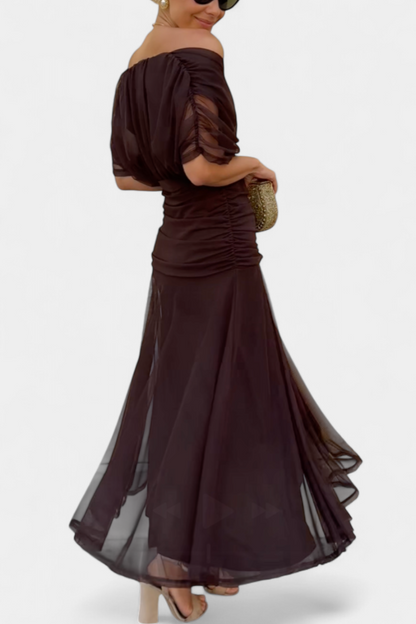 Vestido elegante para mujer, escote en V cruzado con falda fluida y caída ligera, ideal para fiesta o evento