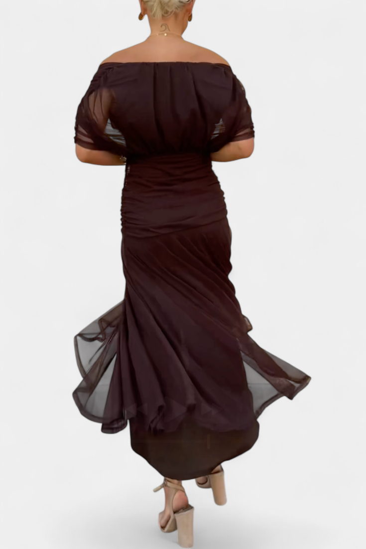 Vestido elegante para mujer, escote en V cruzado con falda fluida y caída ligera, ideal para fiesta o evento