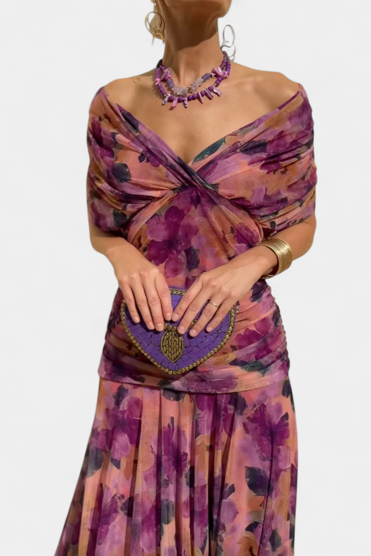 Vestido elegante para mujer, escote en V cruzado con falda fluida y caída ligera, ideal para fiesta o evento
