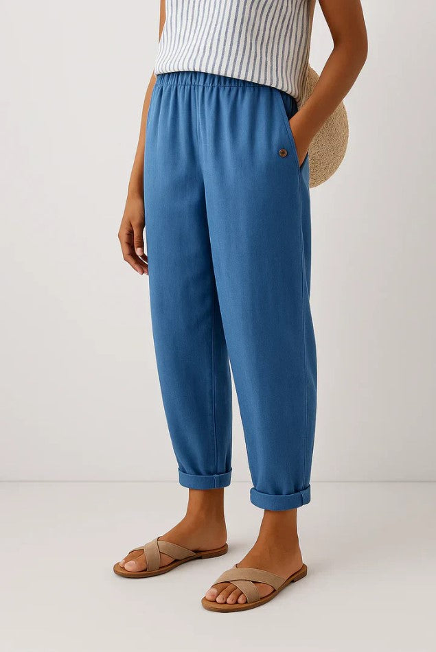 Pantalones de lino y algodón para mujer, ligeros y transpirables para verano