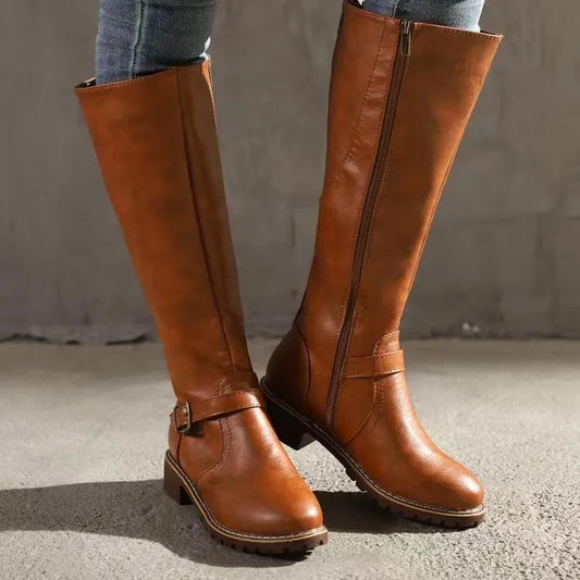 Botas de cuero femeninas, sofisticadas y cómodas