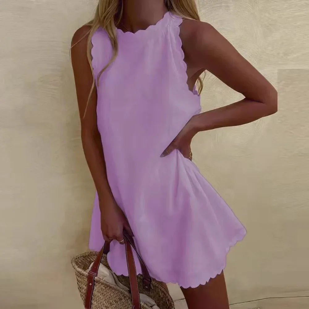 Vestido elegante sin mangas para mujer, ligero y sofisticado para fiesta o verano