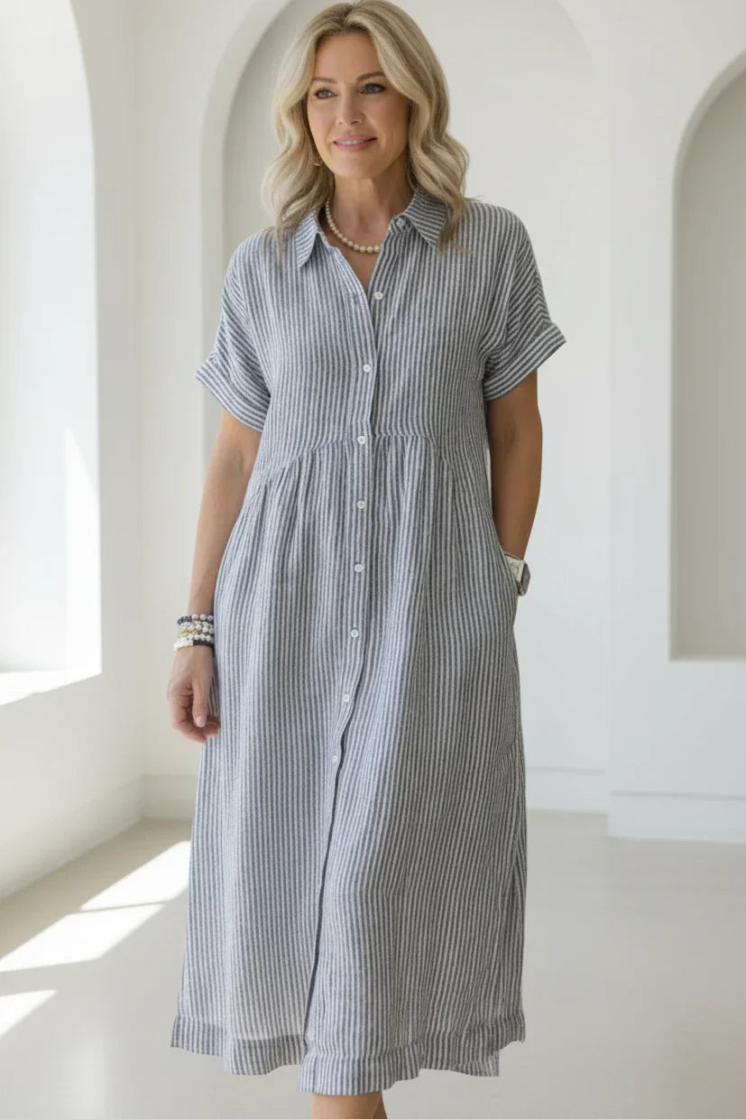 Vestido suelto a rayas para mujer, ligero y versátil para verano o diario