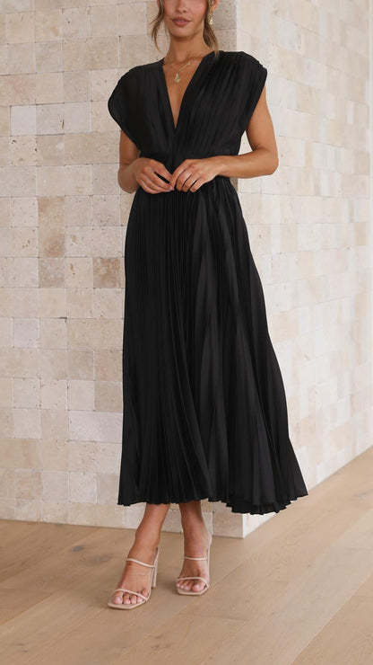 Vestido Maxi Plisado Elegante Para Mujer - Sofisticado