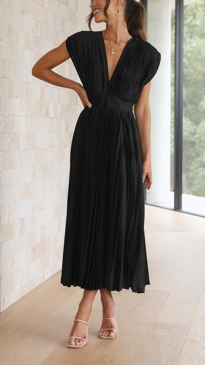 Vestido Maxi Plisado Elegante Para Mujer - Sofisticado