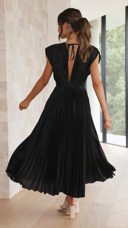 Vestido Maxi Plisado Elegante Para Mujer - Sofisticado