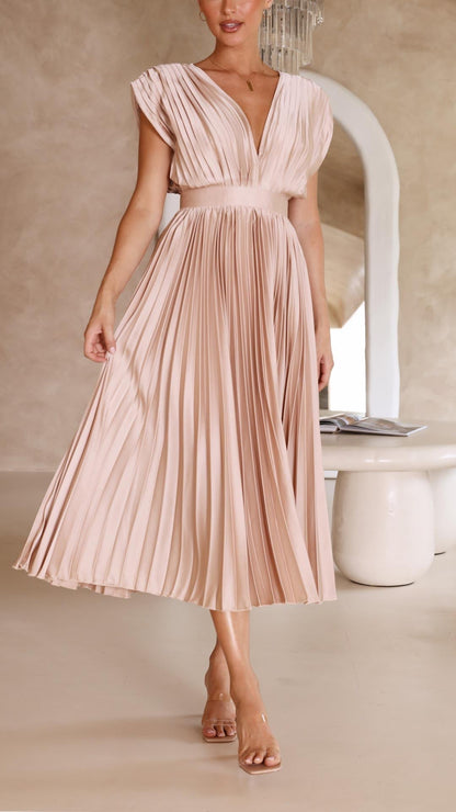 Vestido Maxi Plisado Elegante Para Mujer - Sofisticado
