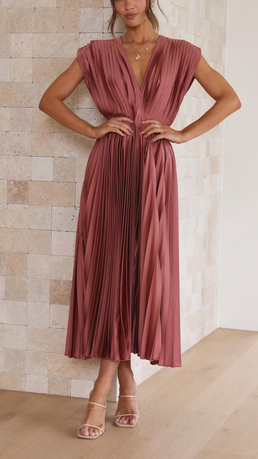 Vestido Maxi Plisado Elegante Para Mujer - Sofisticado