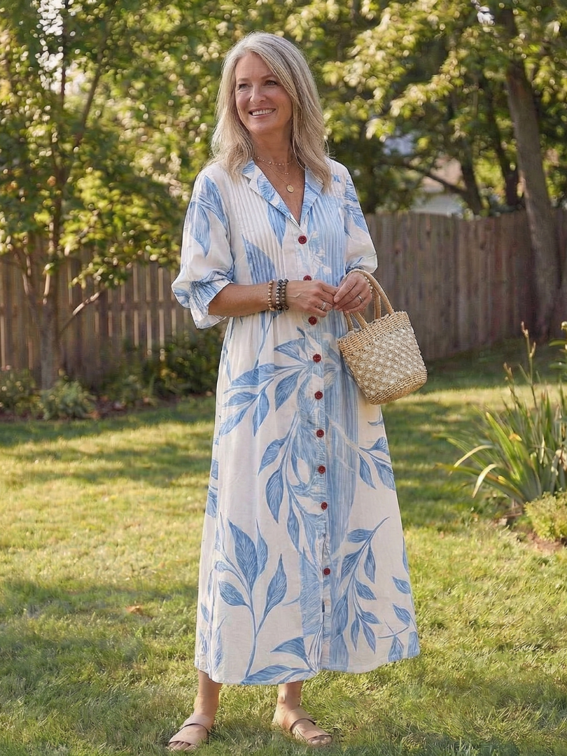 Vestido maxi botánico multicolor - fresco y elegante