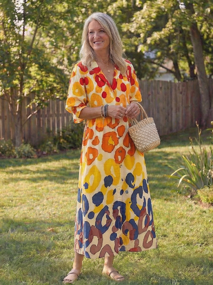 Vestido maxi botánico multicolor - fresco y elegante