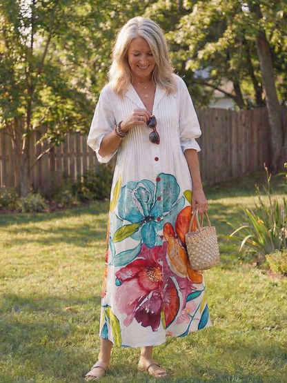 Vestido maxi botánico multicolor - fresco y elegante