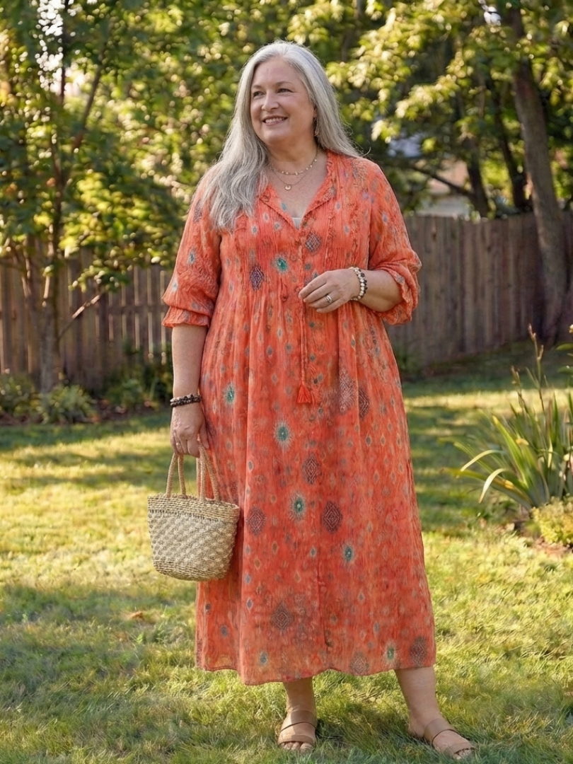 Vestido maxi botánico multicolor - fresco y elegante