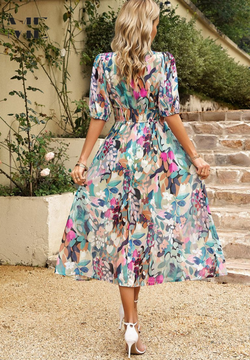 Vestido Floral Elegante Para Mujer - Estilo Sofisticado