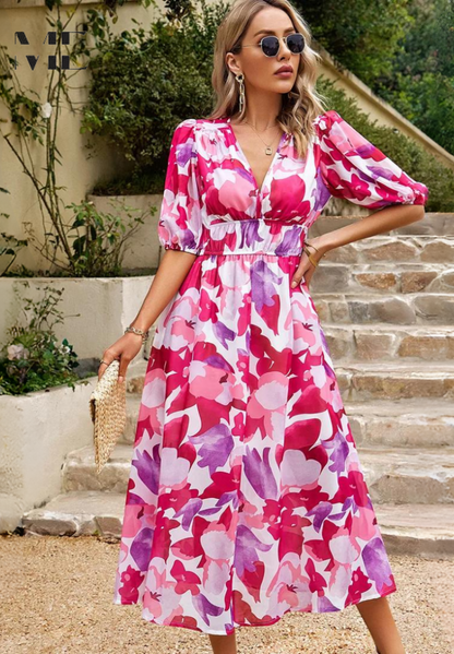 Vestido Floral Elegante Para Mujer - Estilo Sofisticado