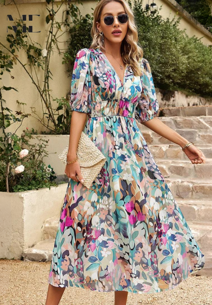 Vestido Floral Elegante Para Mujer - Estilo Sofisticado