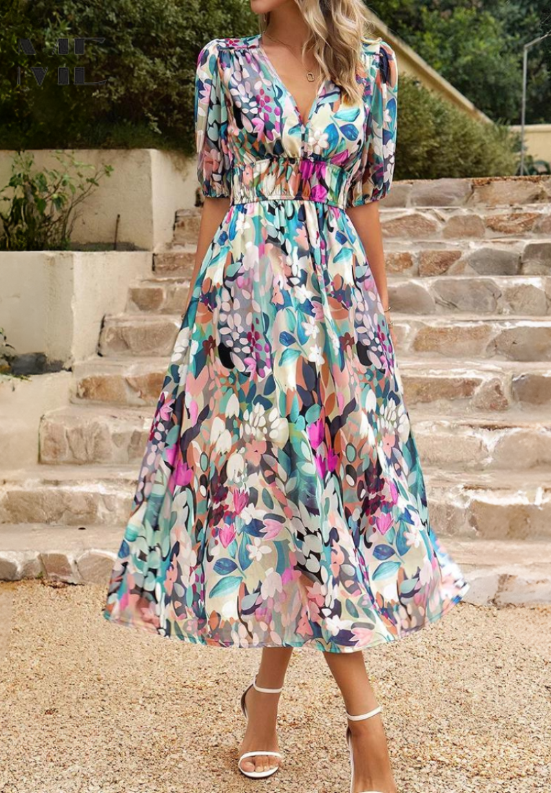 Vestido Floral Elegante Para Mujer - Estilo Sofisticado