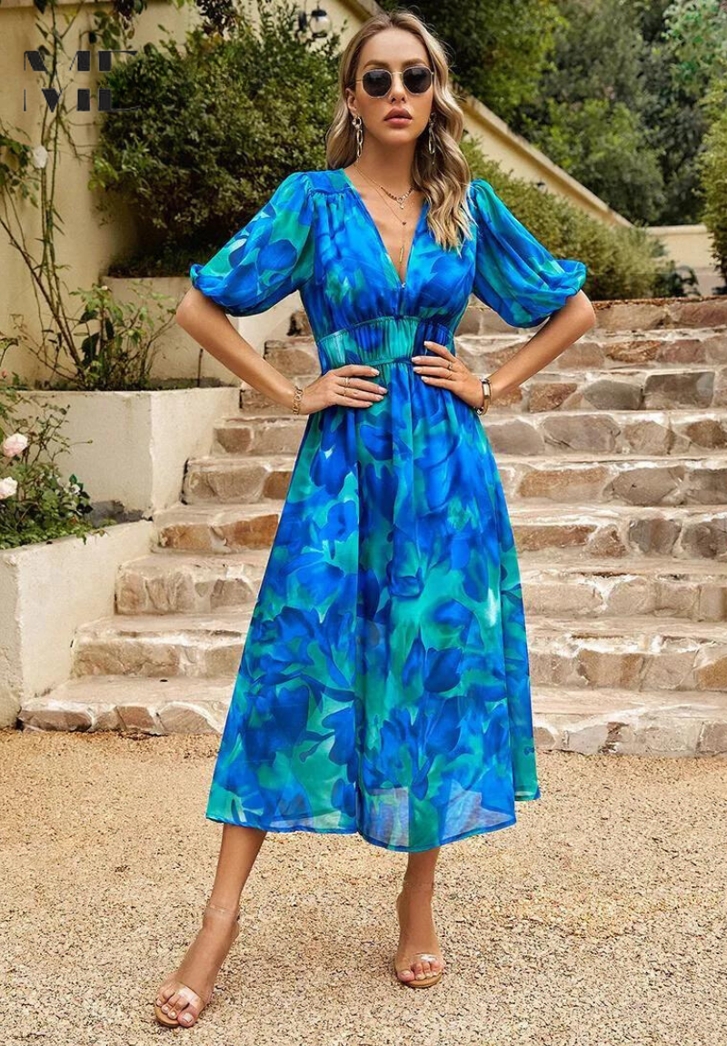 Vestido Floral Elegante Para Mujer - Estilo Sofisticado