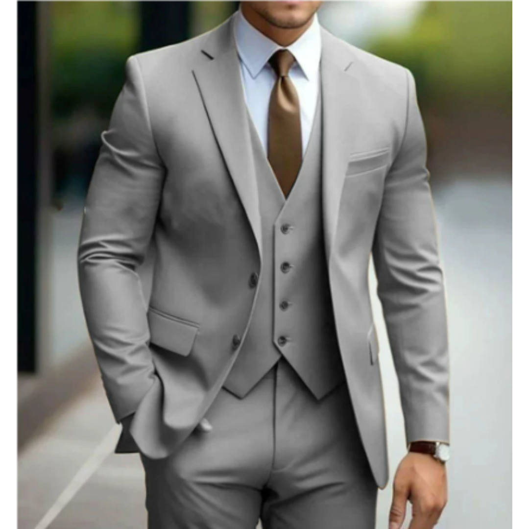 Traje de boda para hombre de tres piezas con dos botones, elegante y estilizado