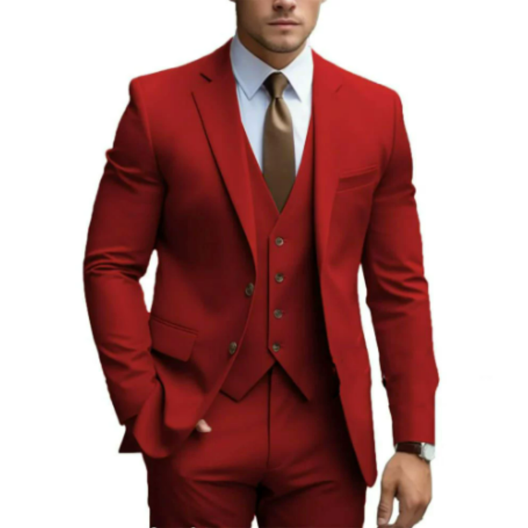 Traje de boda para hombre de tres piezas con dos botones, elegante y estilizado