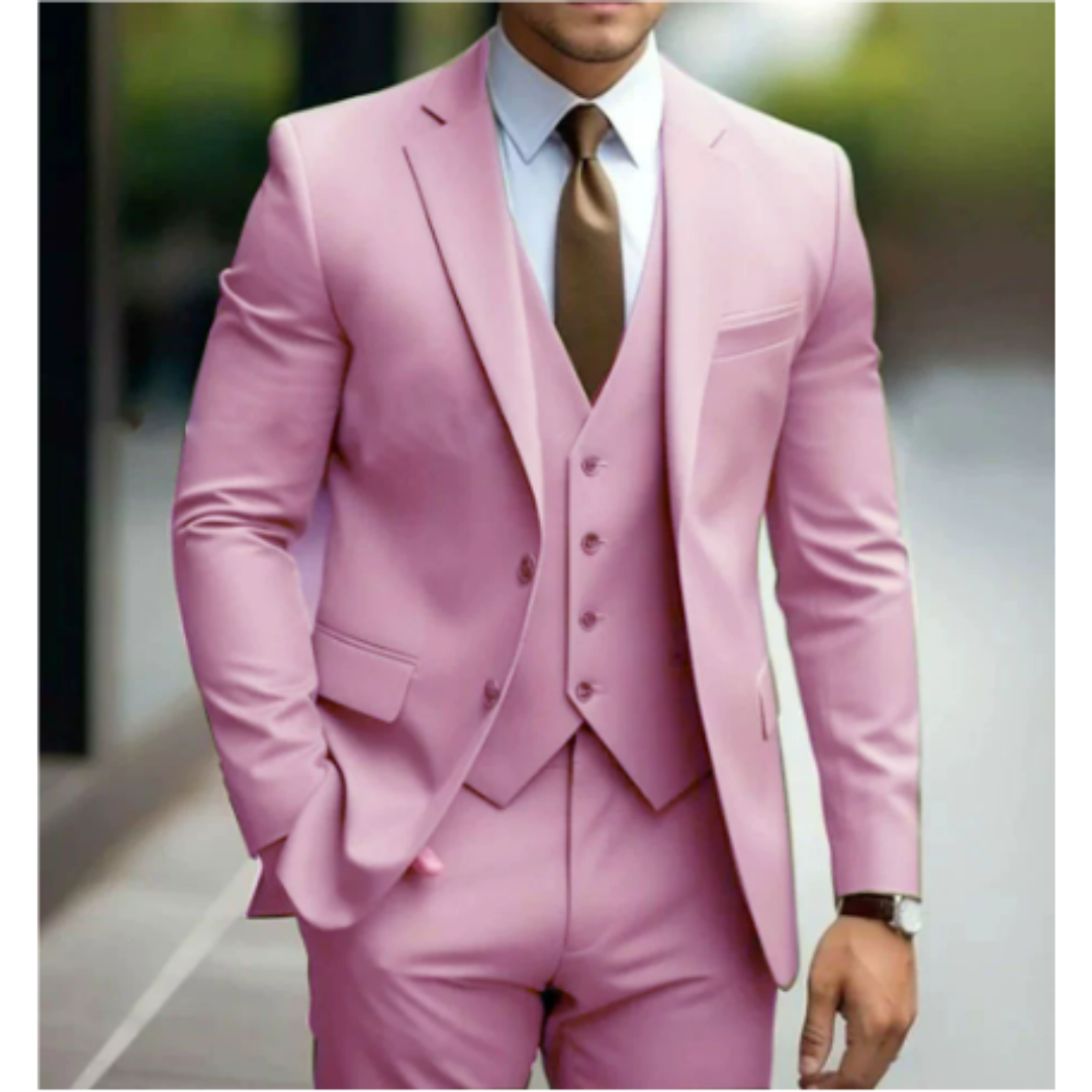 Traje de boda para hombre de tres piezas con dos botones, elegante y estilizado