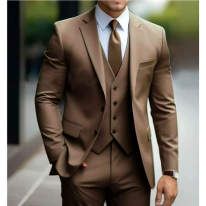 Traje de boda para hombre de tres piezas con dos botones, elegante y estilizado
