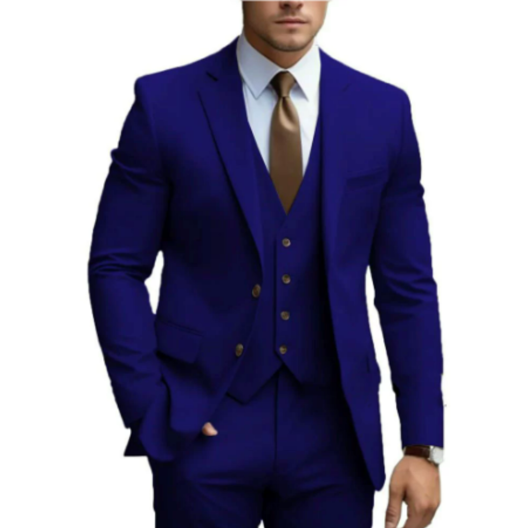 Traje de boda para hombre de tres piezas con dos botones, elegante y estilizado