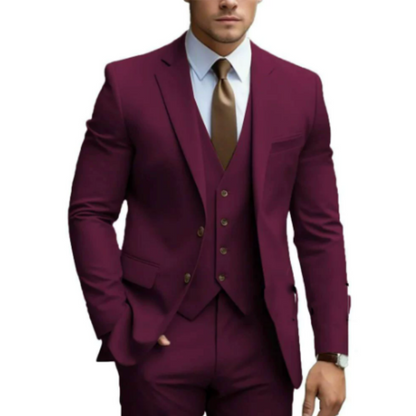 Traje de boda para hombre de tres piezas con dos botones, elegante y estilizado
