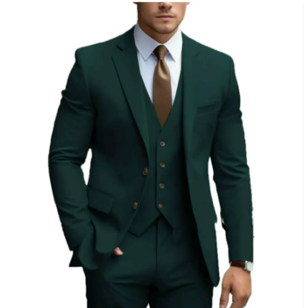 Traje de boda para hombre de tres piezas con dos botones, elegante y estilizado