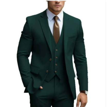 Traje de boda para hombre de tres piezas con dos botones, elegante y estilizado