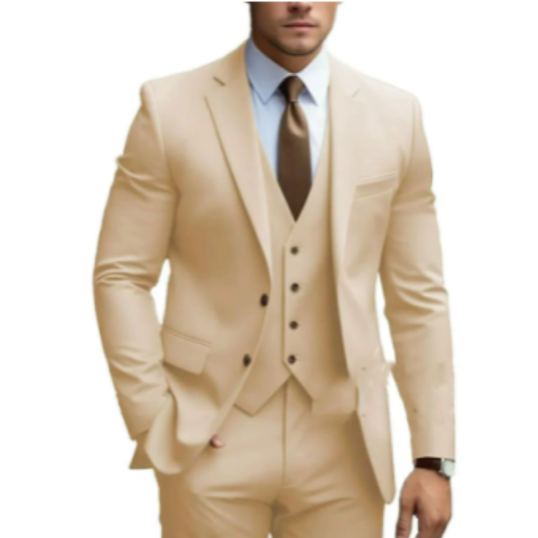 Traje de boda para hombre de tres piezas con dos botones, elegante y estilizado