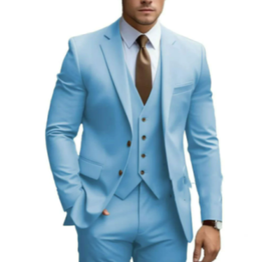 Traje de boda para hombre de tres piezas con dos botones, elegante y estilizado