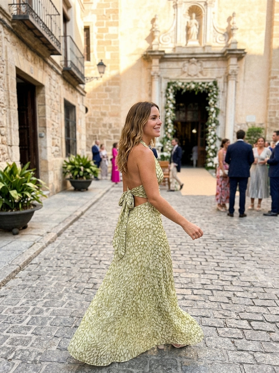 Vestido maxi con escote en V para mujer - Elegancia sofisticada para verano