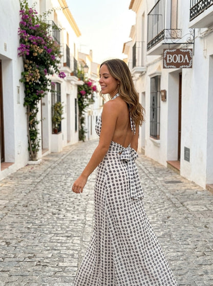 Vestido maxi con escote en V para mujer - Elegancia sofisticada para verano