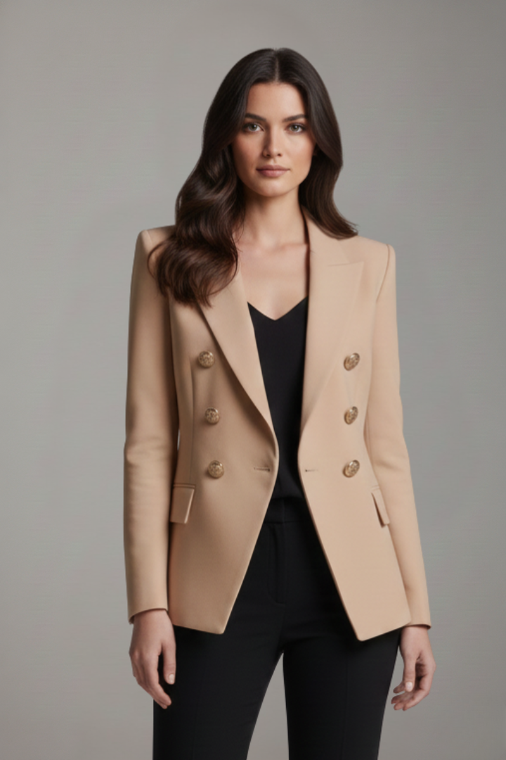 Blazer Doble Botonadura con Detalles Botones Dorados | Mujer Formal