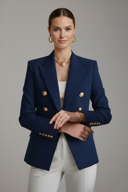 Blazer Doble Botonadura con Detalles Botones Dorados | Mujer Formal