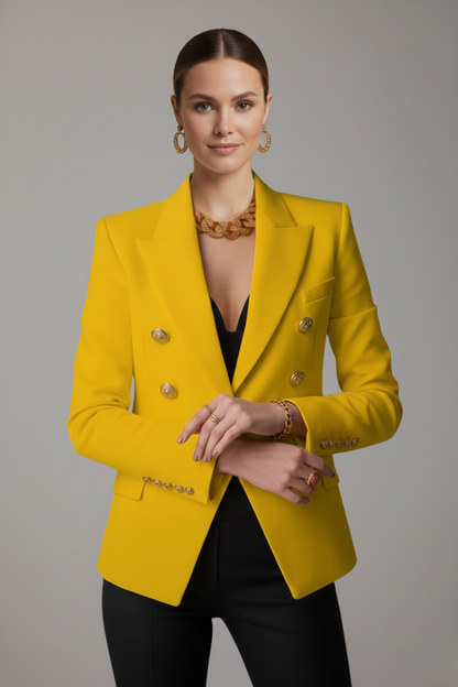 Blazer Doble Botonadura con Detalles Botones Dorados | Mujer Formal