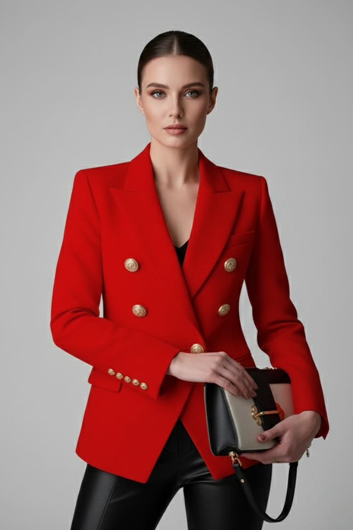 Blazer Doble Botonadura con Detalles Botones Dorados | Mujer Formal