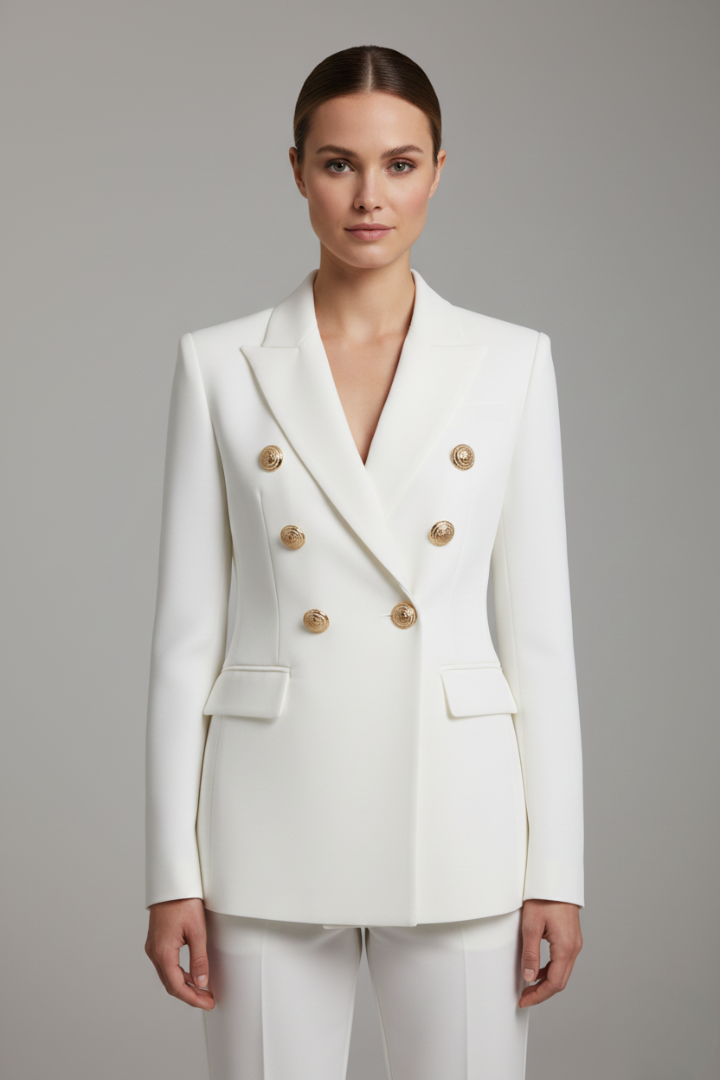 Blazer Doble Botonadura con Detalles Botones Dorados | Mujer Formal