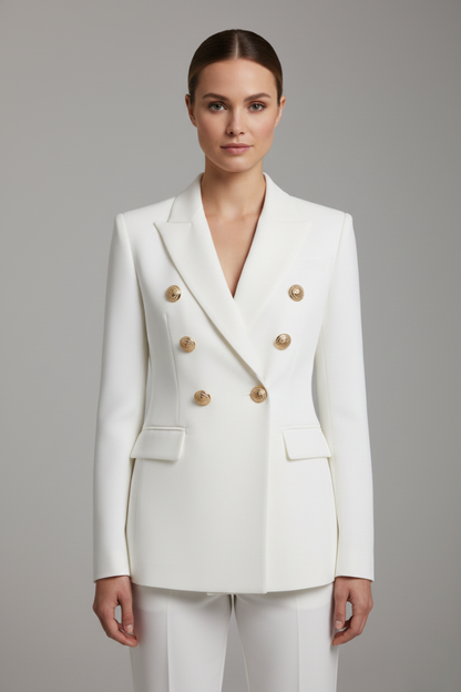 Blazer Doble Botonadura con Detalles Botones Dorados | Mujer Formal