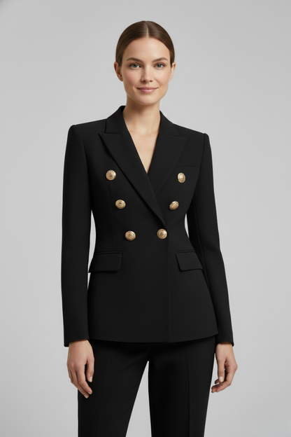 Blazer Doble Botonadura con Detalles Botones Dorados | Mujer Formal