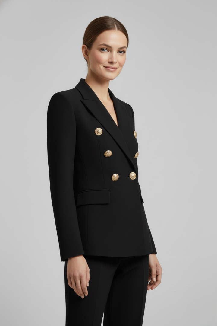 Blazer Doble Botonadura con Detalles Botones Dorados | Mujer Formal