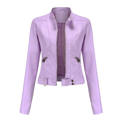 Chaqueta clásica de cuero para mujer