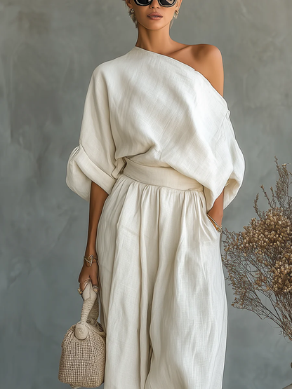 Conjunto de dos piezas sin hombros para mujer - fresco y elegante